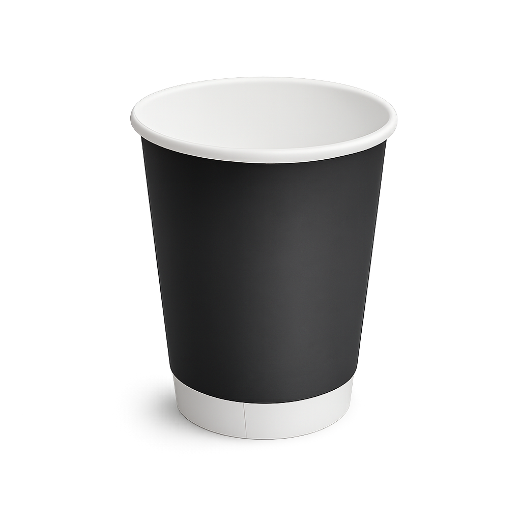 8oz Traditional Coffee Cup - Black Retro - Double Wall